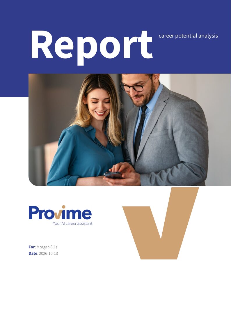 Page of the Provime example report: Report cover